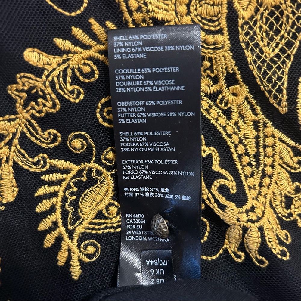 Anthropologie Black & Mustard Floral Lace Midi Dress with Pink Accents - Picture 5 of 10